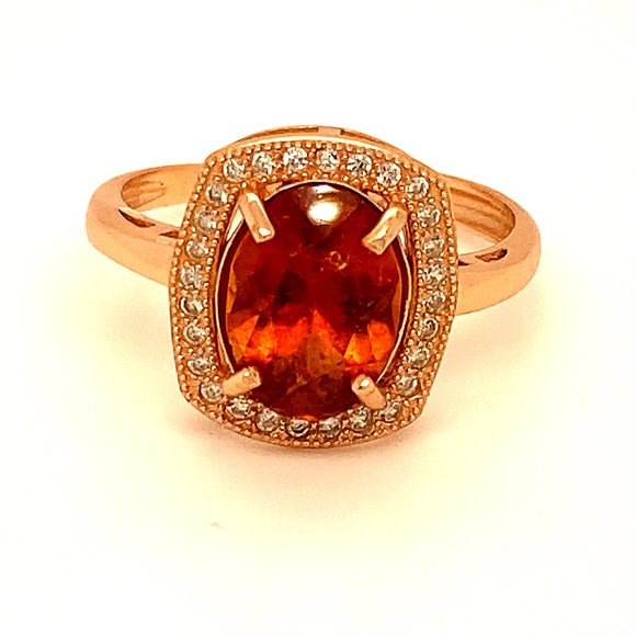 Spessartine 2.40ct Rose Gold Finish Silver Ring